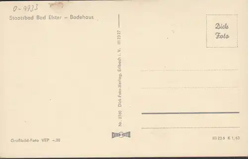 Bad Elster, Staatsbad, Badehaus, ungelaufen