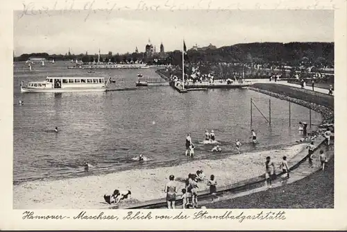 Hannover Maschsee, vue depuis le restaurant de plage, couru 1953