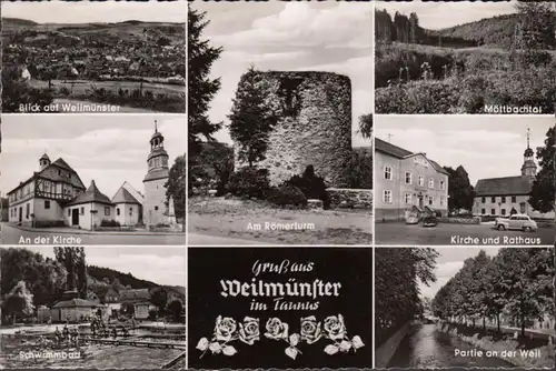 Weilmünster, Kirche, Rathaus, Schwimmbad, gelaufen 1959