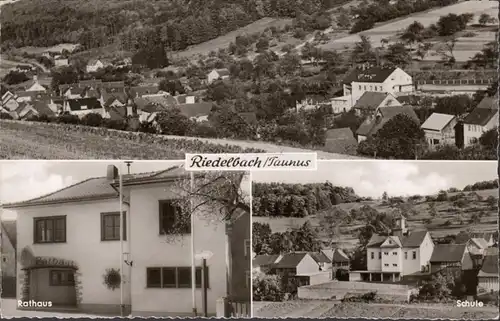 Riedelbach, Rathaus, Schule, Cafe Restaurant Lohnstein, gelaufen 1960