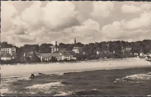 Heringsdorf, Strand mit Gebäuden, gelaufen 1959