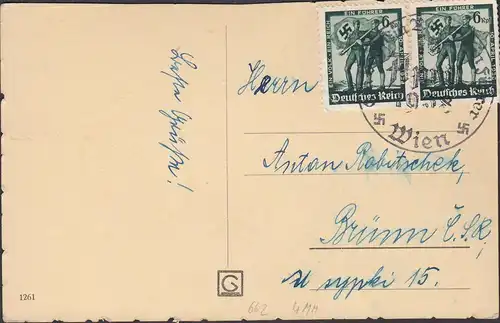 Wien Schönbrunn, Paar waagerecht, Mi.Nr. 663, Sonderstempel, 1938