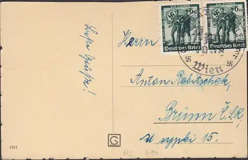Wien Schönbrunn, couple horizontal, numéro de téléphone 663, timbre spécial, 1938