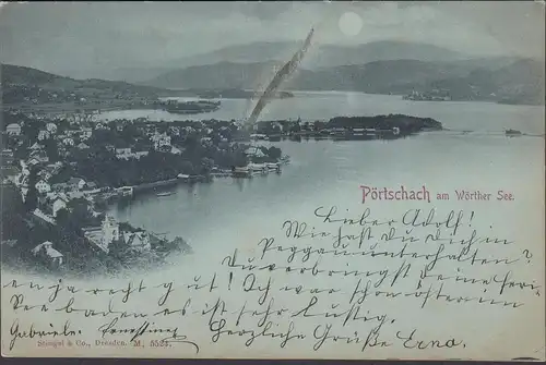 Pörtschach a. Wörthersee, Panoramaansicht, Mondschein, gelaufen 189?