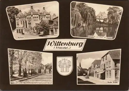 Wittenburg, Rathaus, Ententeich, Am Wall, Große Straße, ungelaufen- datiert 1967