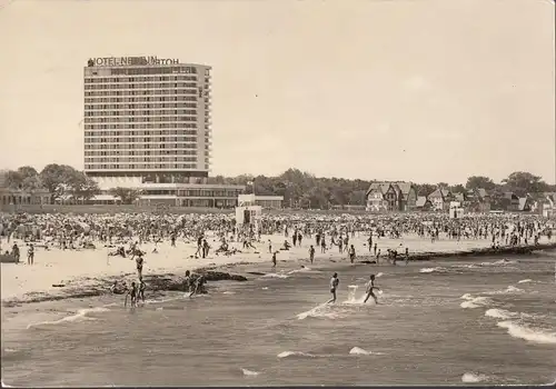 Warnemünde, Hotel Neptun, Strand, ungelaufen- frankiert