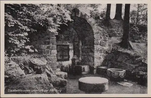 Eisenach, Elisabethbrunnen unterhalb der Wartburg, ungelaufen