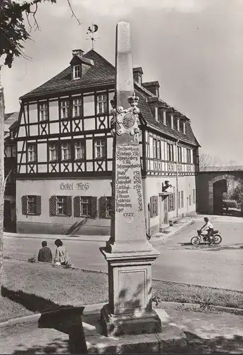 Zwönitz, Distanzsäule, Hotel, ungelaufen