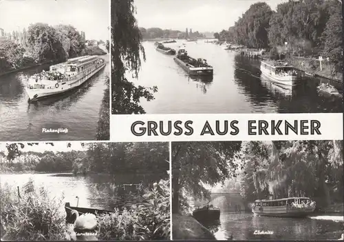 AK Erkner, Löcknitz, Karutzsee, Schiffe, Schwan, gelaufen