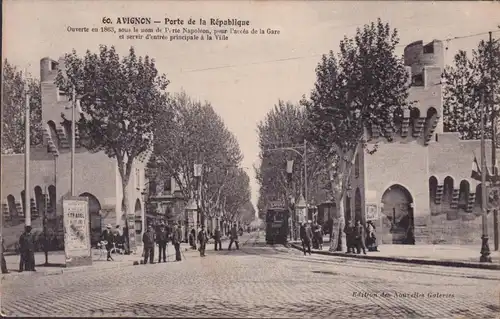 CPA Avignon, Porte de la République, Tramway, gelaufen