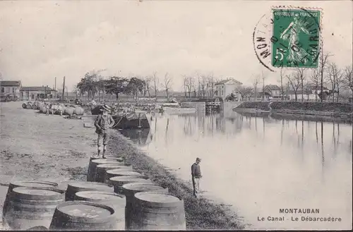 CPA Montauban, Le Canal, Le Débarcadére, gelaufen 1908