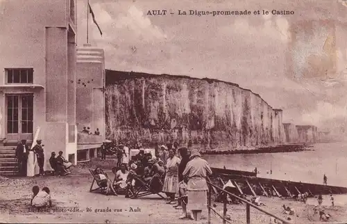 CPA Ault, La Digue promenade et la Casino, ungelaufen