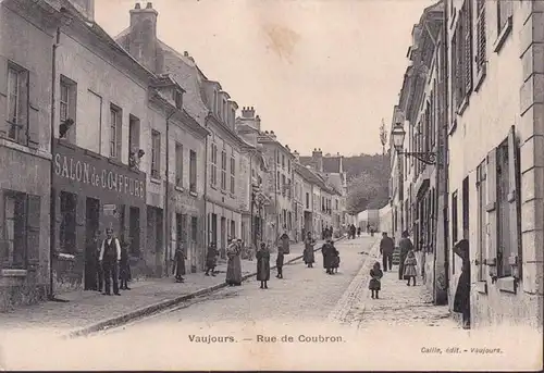 CPA Vaujours, Rue de Coubron, Salon de Coiffure, ungelaufen