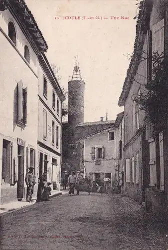 CPA Bioule, Une Rue, Rue de l Aveyron, Tabac, Café, ungelaufen