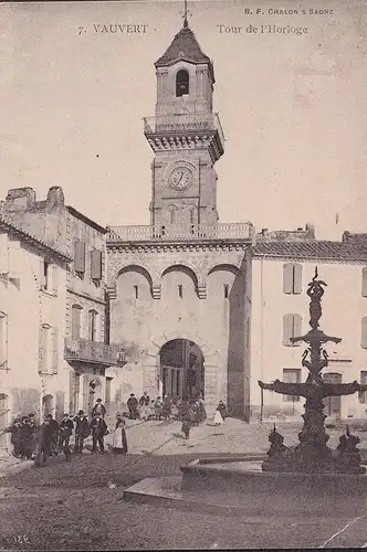 CPA Vauvert, Tour de Horloge, gelaufen 1904