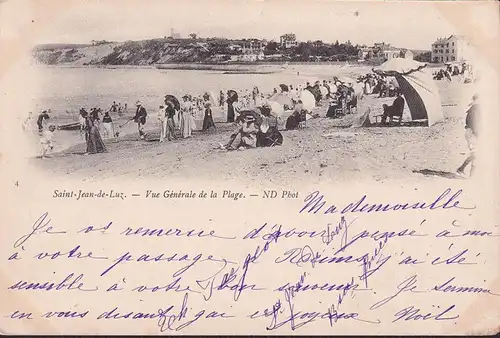 CPA Saint Jean de Luz, Vue Generale de la Plage, gelaufen 1900