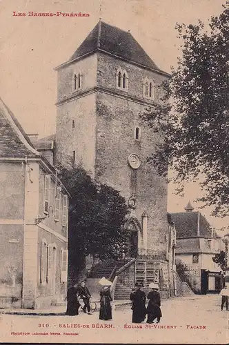 CPA Salies de Bearn, Eglise Saint Vincent, Facade, ungelaufen