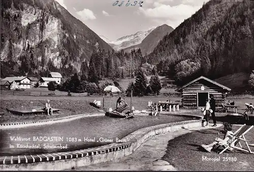 AK Gad Gastein, Hotel Grüner Baum, Schwimmbad, Kötschchtal, ungelaufen