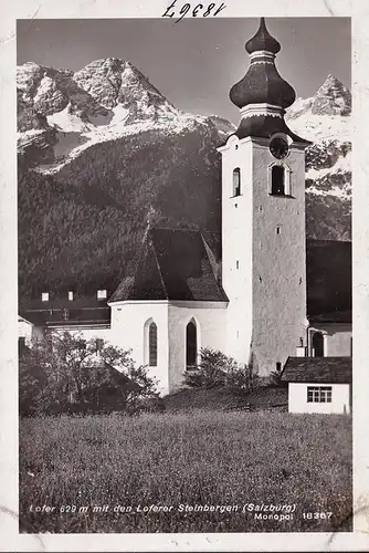 AK Lofer, Kirche, Loferer Steinbergen, ungelaufen