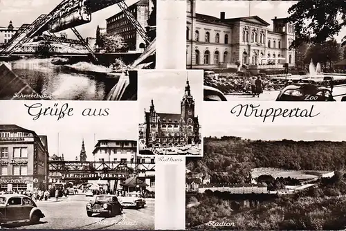 AK Wuppertal, Schwebebahn, Zoo, Alte Freiheit, gelaufen 1957