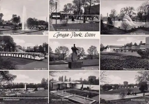 AK Essen, Gruga Park, Gruga Bahn, Heim, Garten, Kranichwiese, gelaufen