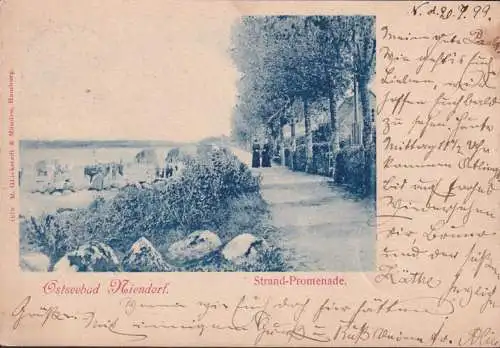 AK Niendorf, Strand Promenade, gelaufen 1899