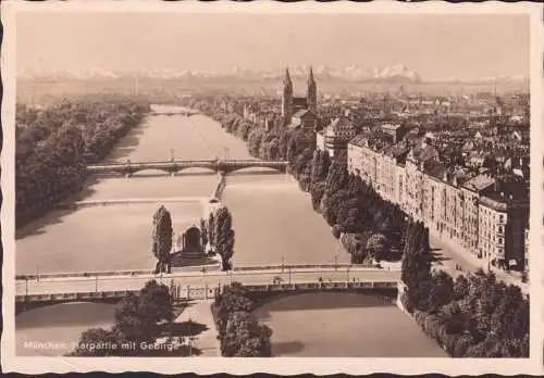 AK Munich, partie d'Isar avec des montagnes, couru en 1952