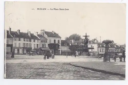 Frankreich 1912, Melun, Pl. St. Jean avec magasins et personnes. #348