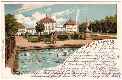 München, Nymphenburg, 1901 gebr. Litho-AK