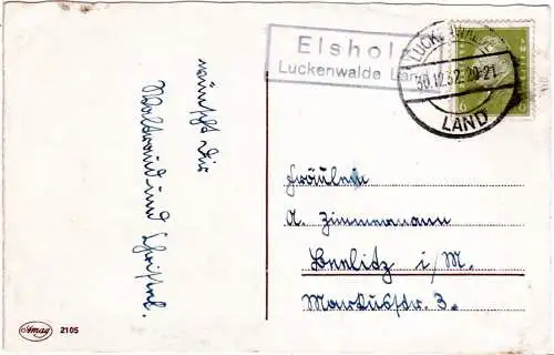 DR 1932, ELSHOLZ Luckenwalde Land, Landpost Stpl. auf Karte m. 6 Pfg.