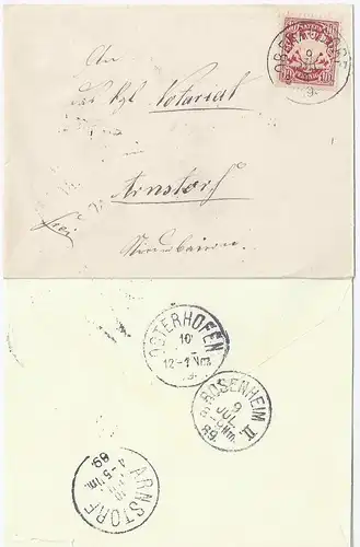 Bayern1889, K1 Oberaudorf auf  Brief m. 10 Pf. n., Arnstorf. #2866