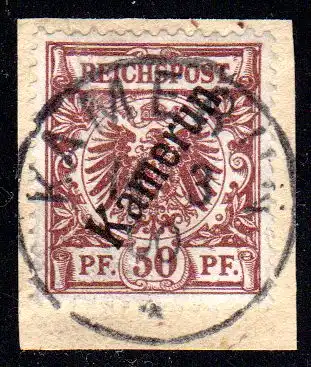 Kamerun 6, 50 Pf. auf schönem Briefstück m. Stempel KAMERUN 11/3/00