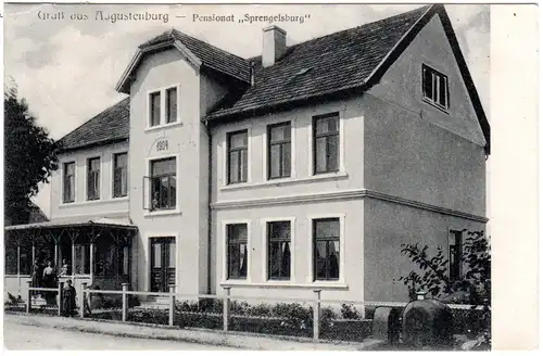 Gruss aus Augustenburg, heute Dänemark, 1908 gebr. sw-AK