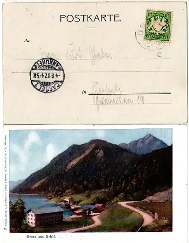 Bayern 1907, Reservestempel URFELD R auf Gruss aus-AK.