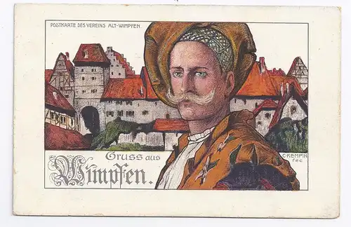 Gruss aus Wimpfen, ungebr. Litho AK des Vereins Alt Wimpfen. #1006