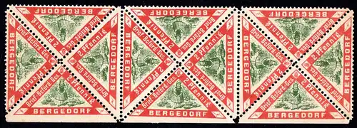 Bergedorf, postfrischer 12er-Block 2 Pf. Obsternte m. ungezähntem Bogenrand.