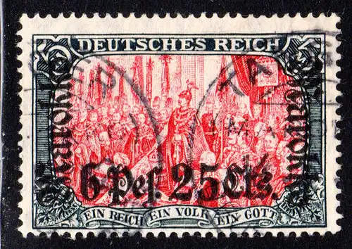 DP Marokko 58 IA, 6 Pes.25 Cts./5 Mk, vorschriftsmäßig gebr. m 2 Stempeln TANGER