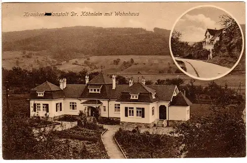 Sulzbach a. N., KRANKENANSTALT Dr. KÖHNLEIN, 1913 gebr. sw-AK.