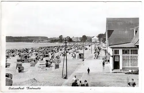 Grömitz, Strand m. Personen u. Gebäuden, 1948 gebr. sw-AK