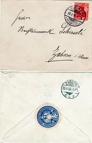 DR 1906, 10 Pf. auf Brief m. Stpl. BERLIN REICHSTAG u. rücks. Abgeordnetensiegel