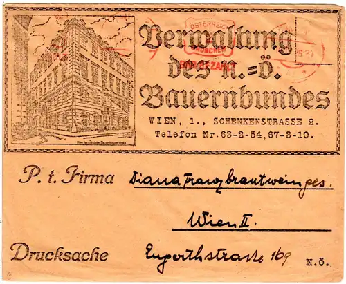 Österreich 1926, illustrierter N.Ö. Bauernbund Brief m. Wien Bar Bezahlt Stempel