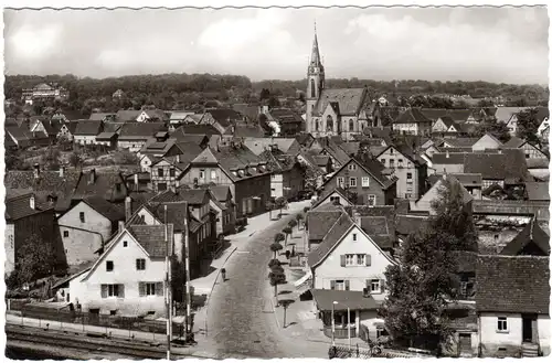 Bad Rappenau, Gesamtansicht m. Bahnübergang, 1965 gebr. sw-AK