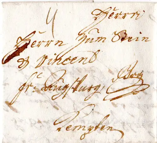 Bayern 1792, Porto Brief v. Burtenbach n. Kempten