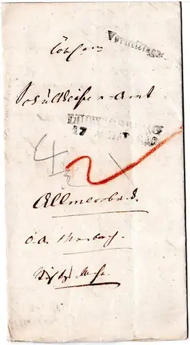 Württemberg 1840, L2 LUDWIGSBURG u. Vormittags auf Porto Brief n. Allmersbach