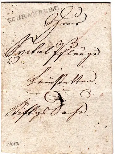 Württemberg 1813, L1 SCHRAMBERG auf Stiftungssache Brief n. Leinstetten