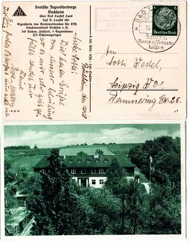 DR 1938, Landpoststpl. BUCHHEIM über Bad Lausigk auf sw-AK m. 6 Pf.