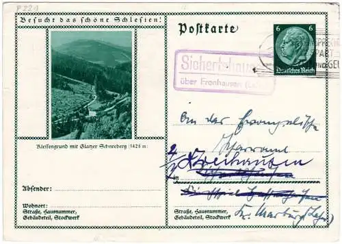 DR 1935, Landpoststpl. SICHERTSHAUSEN über Fronhausen (Lahn) auf Bildpostkarte