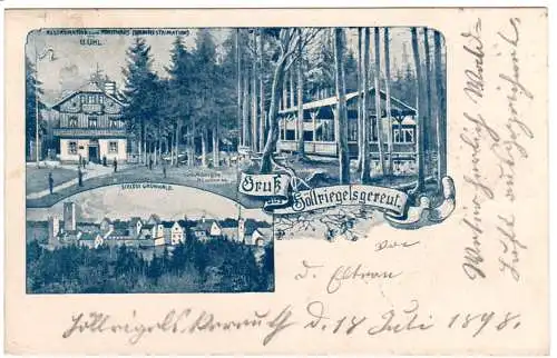 Gruss aus Höllriegelskreut m. Bahn-Restaurant, 1898 gebr. AK