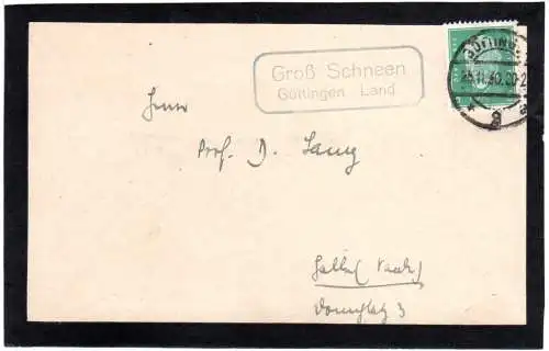 DR 1930, Landpoststempel GROSS SCHNEEN Göttingen Land auf Briefteil m. 5 Pf.