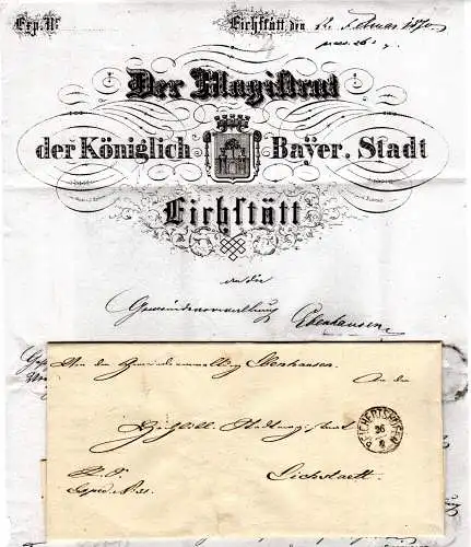 Bayern 1870. kl. K1 REICHERTSHOFEN auf Antwortbrief v. Ebenhausen n. Eichstätt